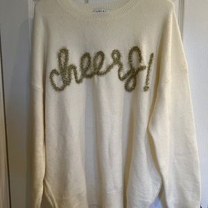 Gilli White & Gold Cheers Holiday Sweater Size S/M